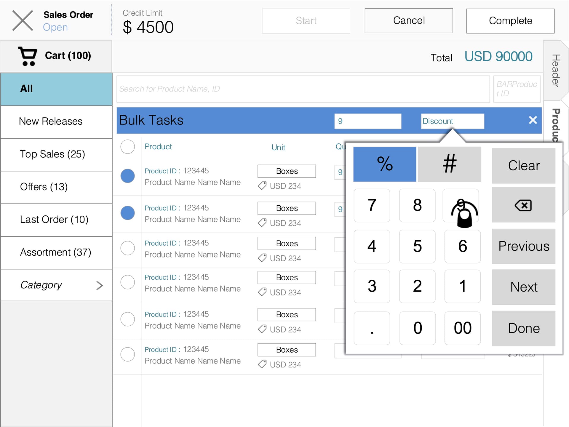 Field Sales application screens