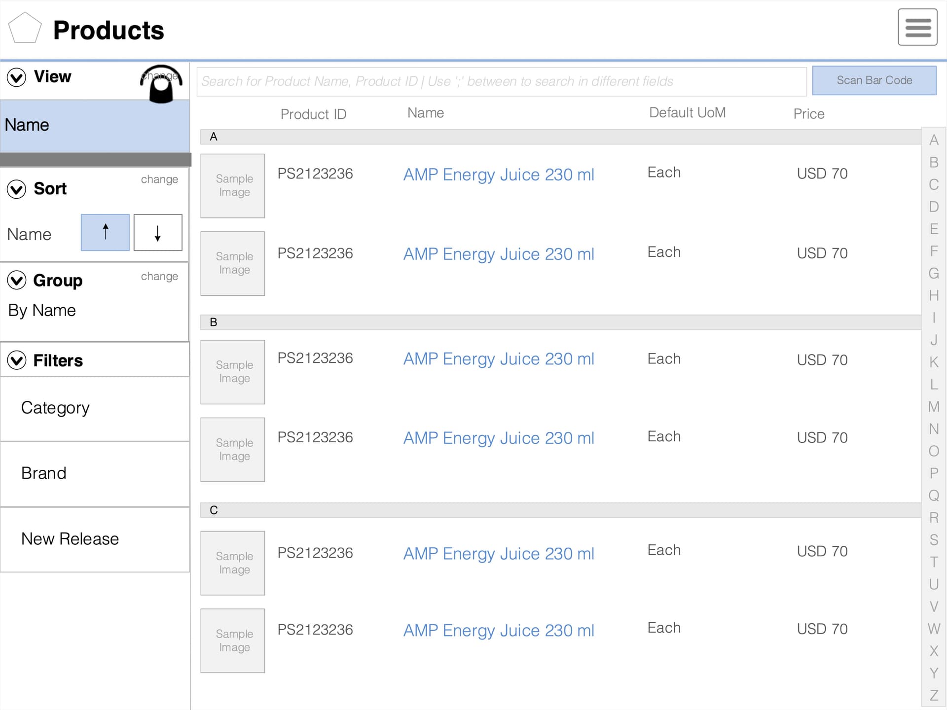 Field Sales application screens